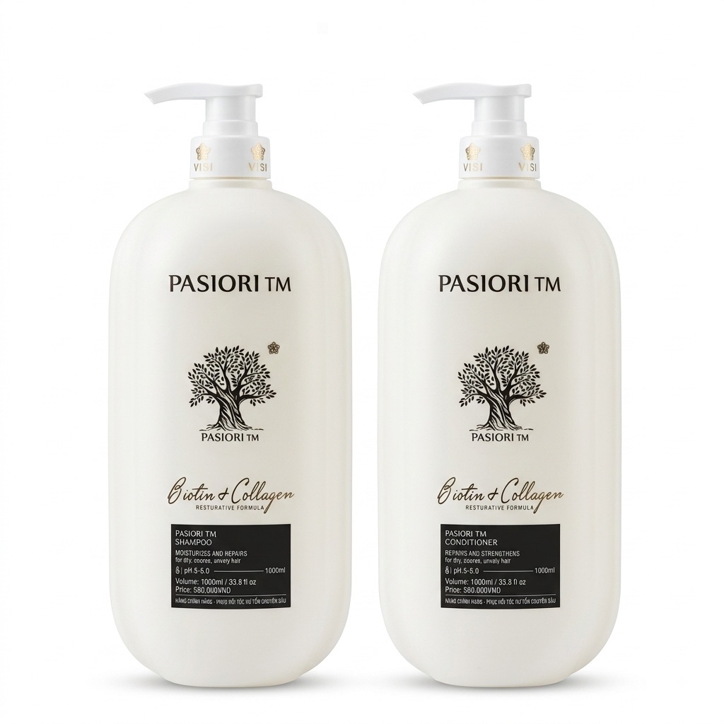DẦU GỘI XẢ PASIORI  BIOTIN ( CHAI DẸT) 2024 COLLAGEN TRẮNG PHỤC HỒI 500ml/ 1000ML