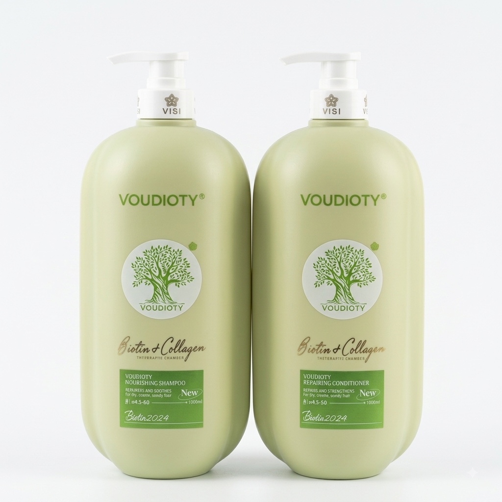 DẦU GỘI XẢ BIOTIN COLLAGEN VOUDIOTY ( CHAI DẸT 2024) XANH KIỀM DẦU MƯỢT TÓC 500ml/ 1000ML