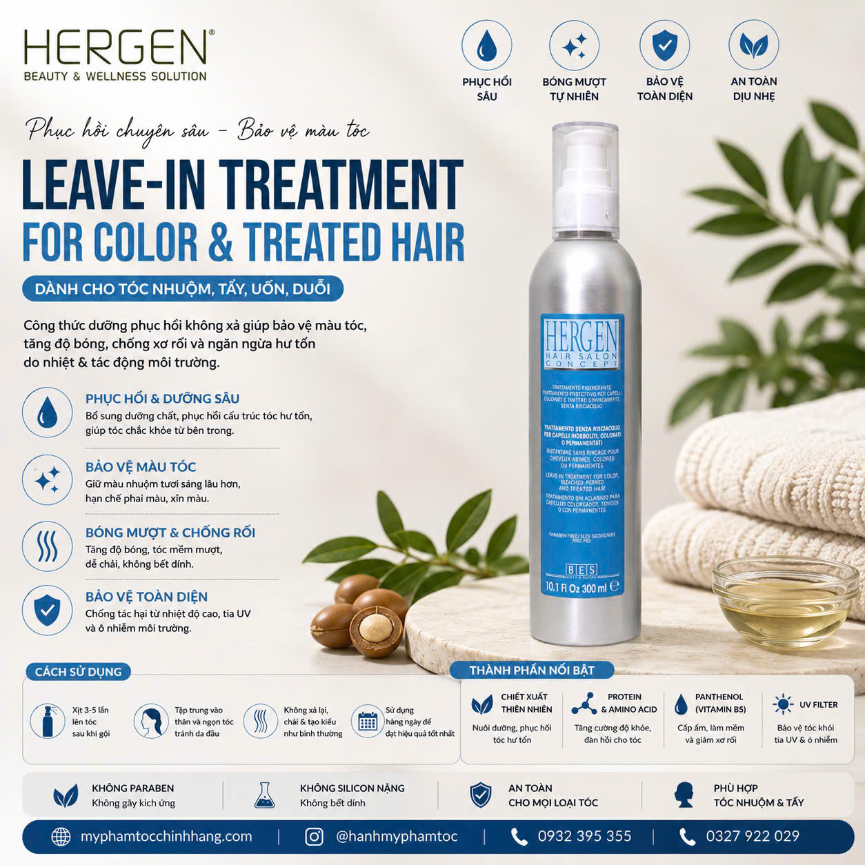 SERUM ĐẶC TRỊ CHO TÓC QUA HÓA CHẤT BES HERGEN PHỤC HỒI 300ML