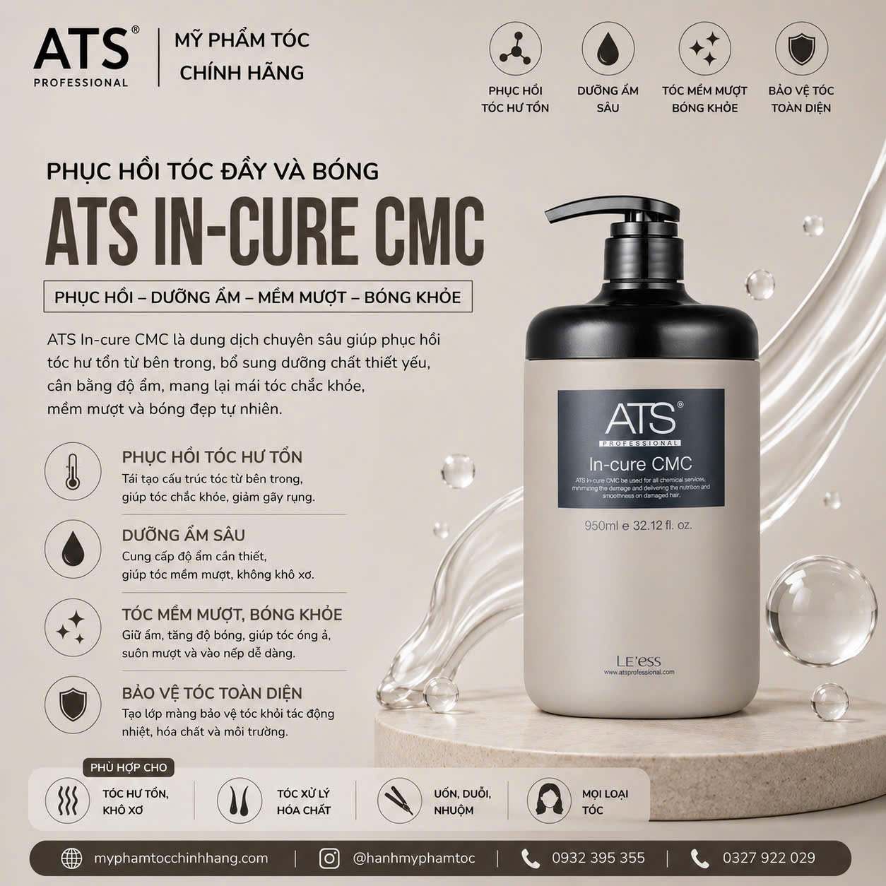 Kem phục hồi cấu trúc tóc ATS In-Cure CMC Treatment