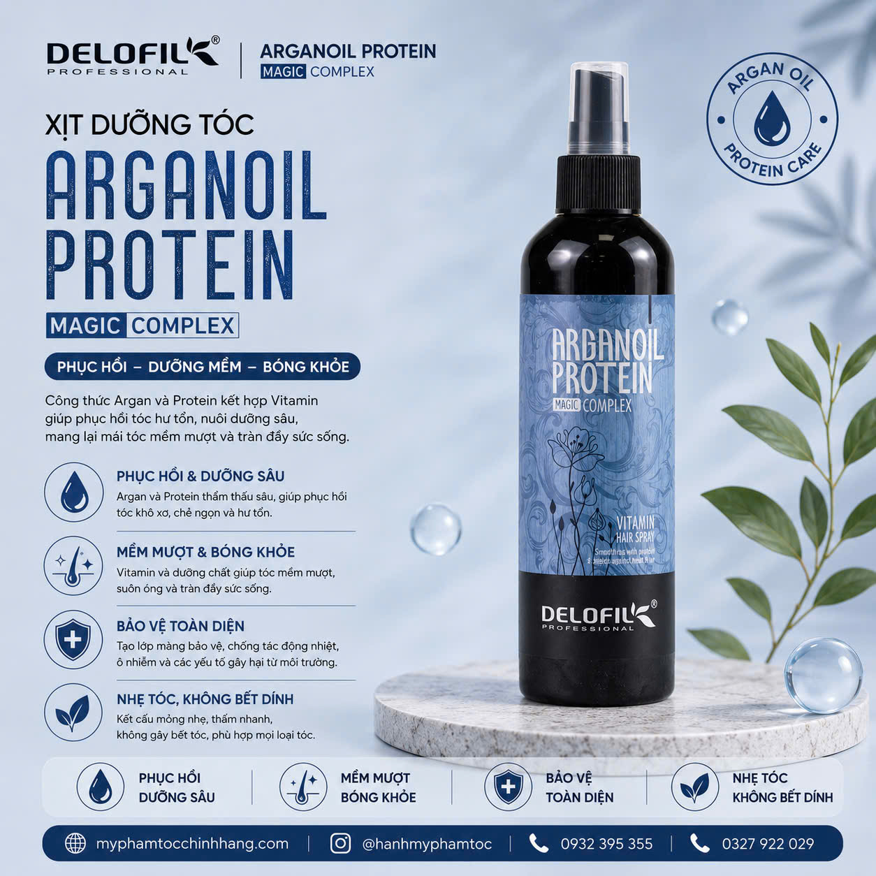 XỊT DƯỠNG TÓC PROTEIN VITAMIN DELOFIL 260ML