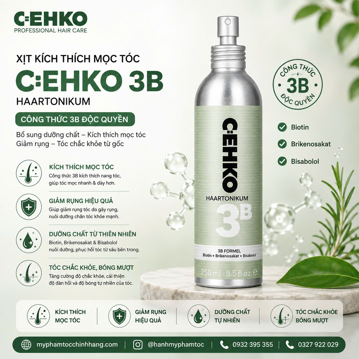 Dầu gội chống rụng tóc CEHKO Energy - C:EHKO Energy Shampoo 250ml + xịt mọc tóc 75ml