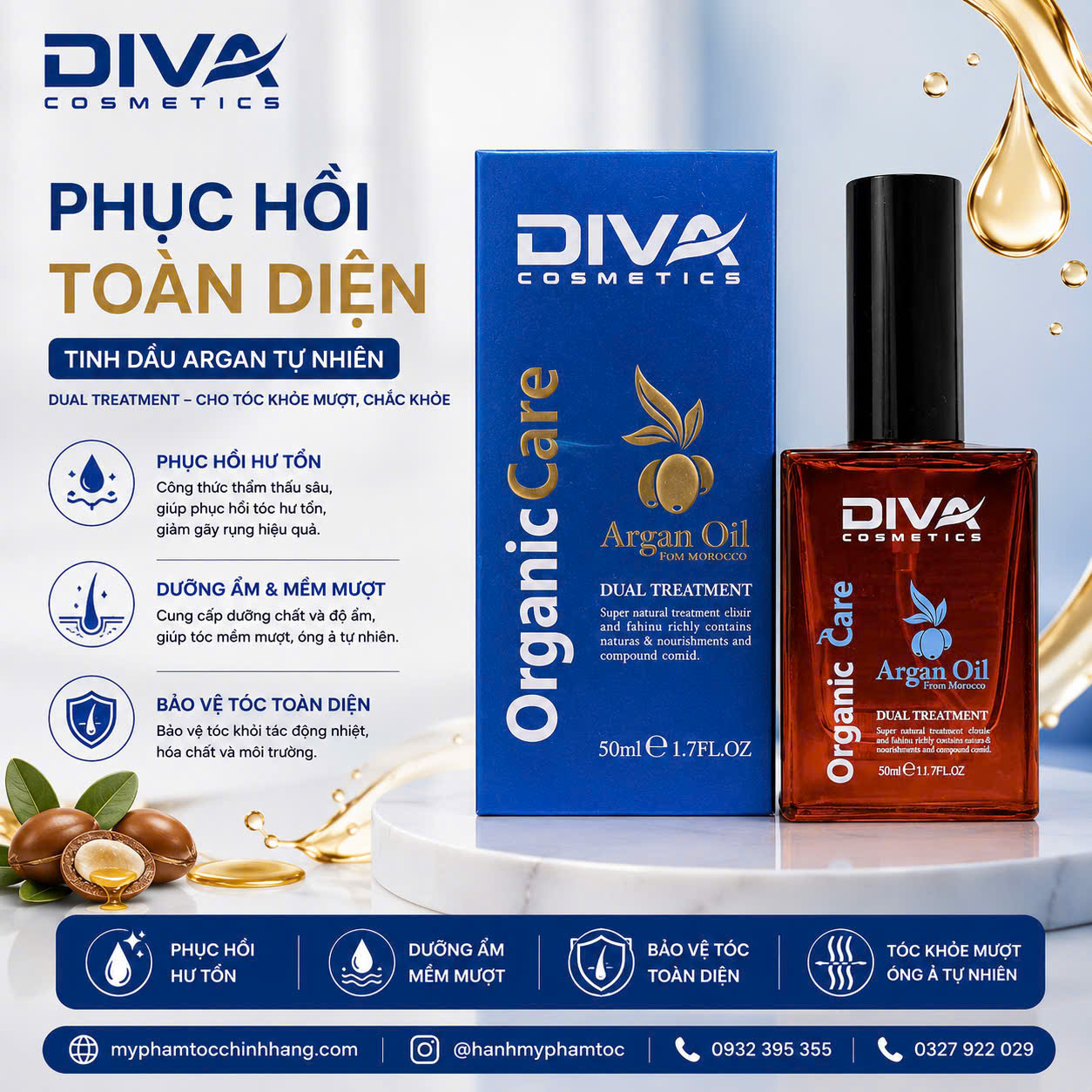 Tinh dầu dưỡng tóc Diva Argan Oil Hair Serum 50ml