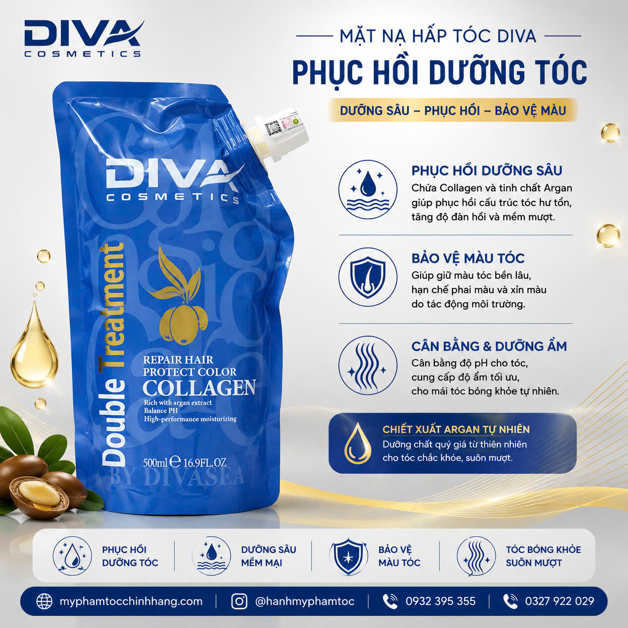 Kem hấp phục hồi chuyên sâu Divasea Collagen Hair Mask 500ml