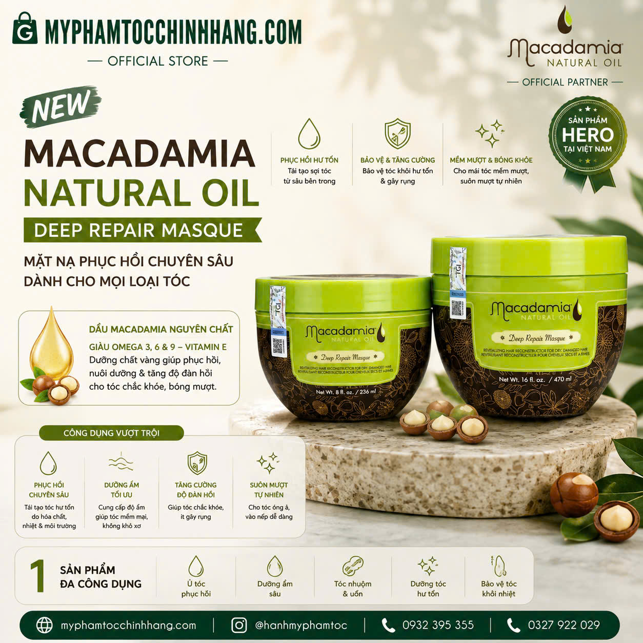 Kem hấp phục hồi chuyên sâu Macadamia Deep Repair Masque