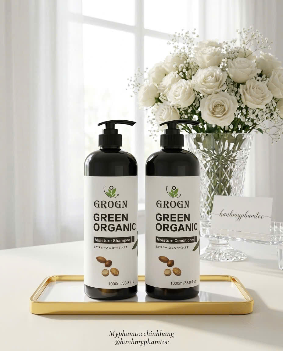 Dầu gội xả siêu mượt phục hồi GROGN Green Organic hương nước hoa 500ml 1000ml ( mẫu mới)