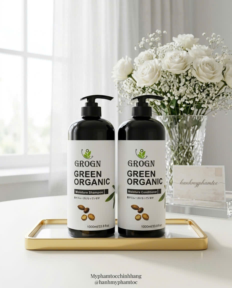 Dầu gội xả siêu mượt phục hồi GROGN Green Organic hương nước hoa 500ml 1000ml ( mẫu mới)