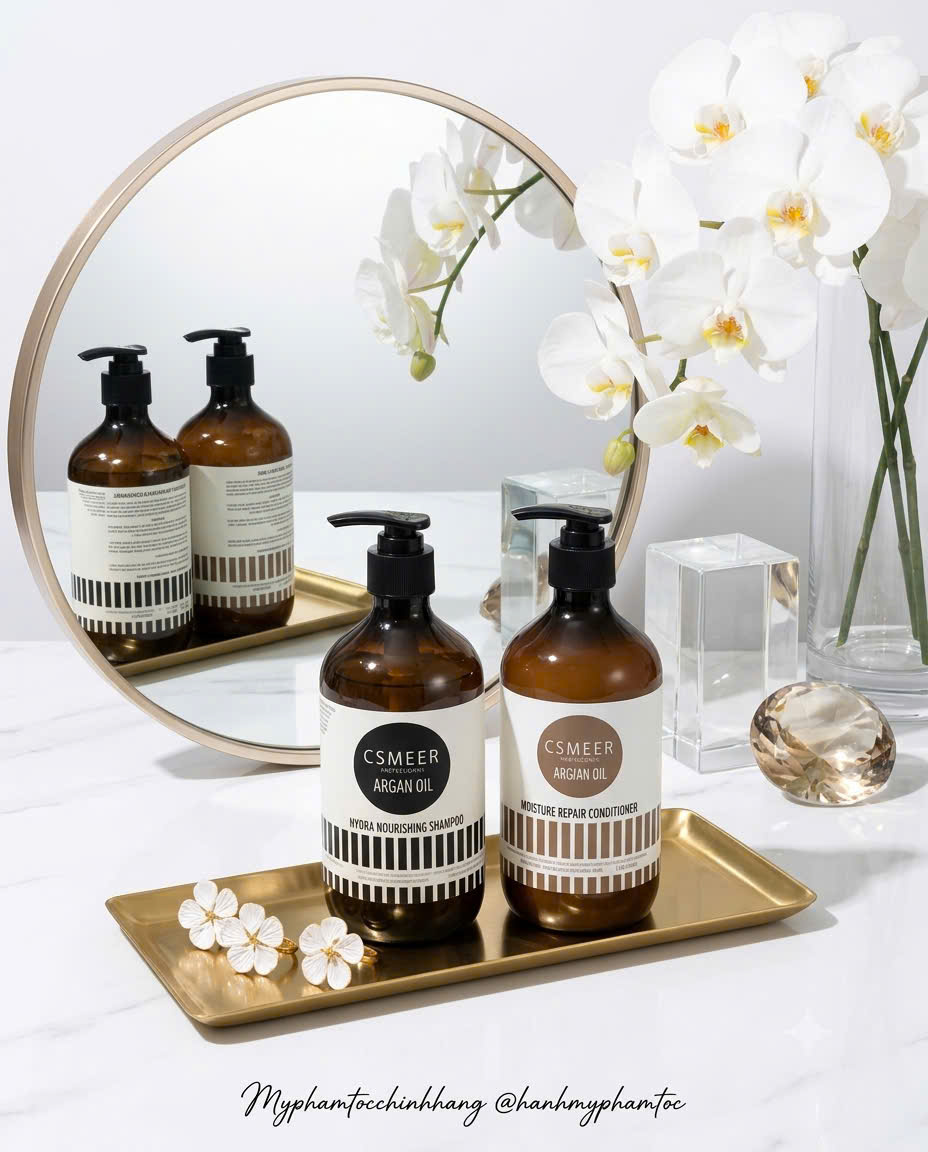 Cặp Dầu Gội Xả Phục Hồi Hư Tổn CSMEER Argan Oil Hydra Nourishing Shampoo & Conditioner 500ml 750ml