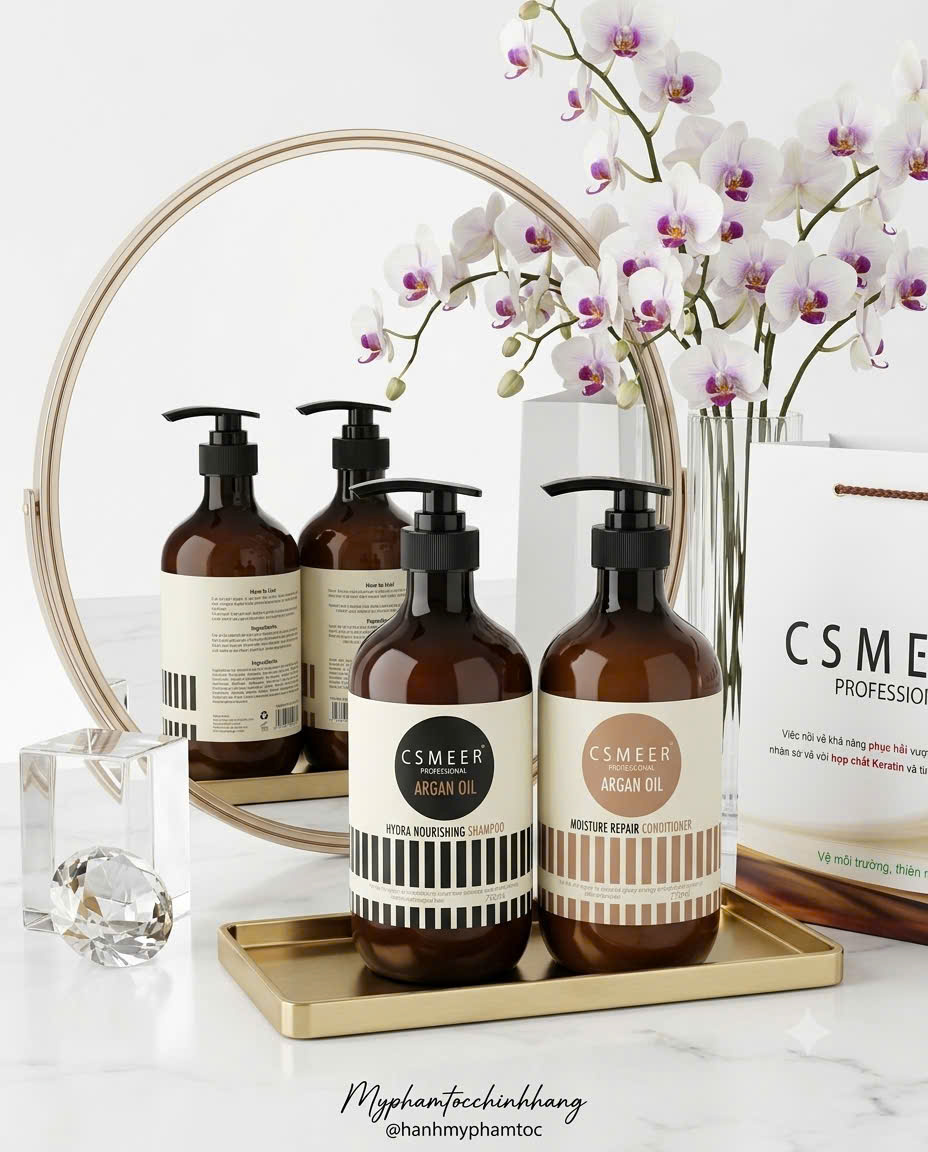 Cặp Dầu Gội Xả Phục Hồi Hư Tổn CSMEER Argan Oil Hydra Nourishing Shampoo & Conditioner 500ml 750ml