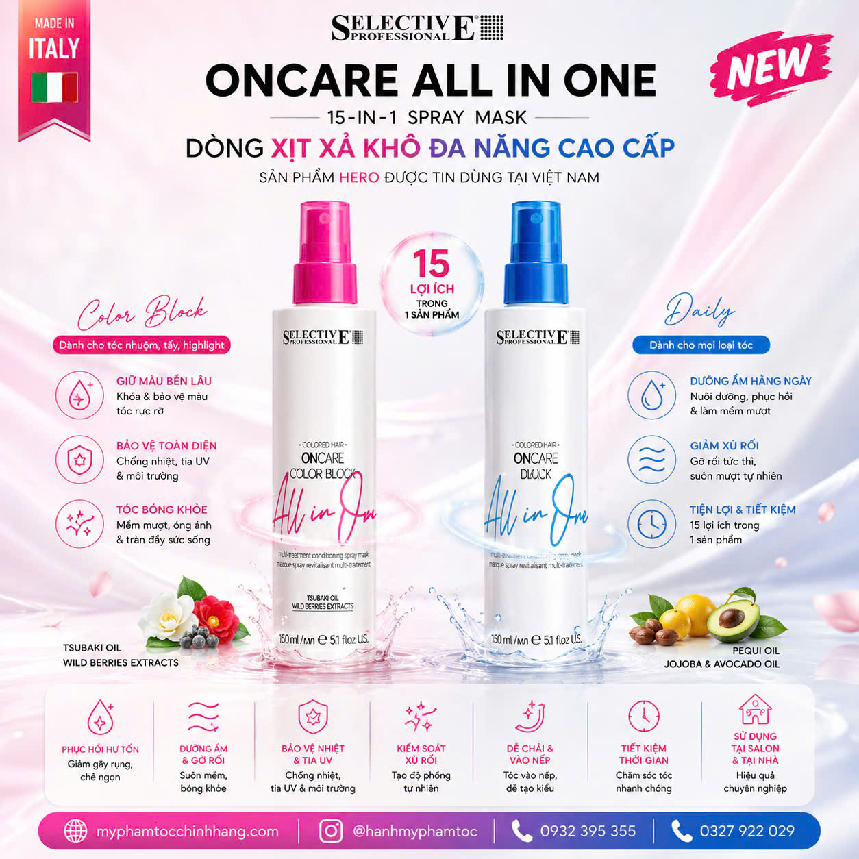 Xịt dưỡng tóc 15 tác dụng dành cho tóc nhuộm Selective All in One Color (Selective Professional All in One 15 Actions – Color Hair Spray) 150ml