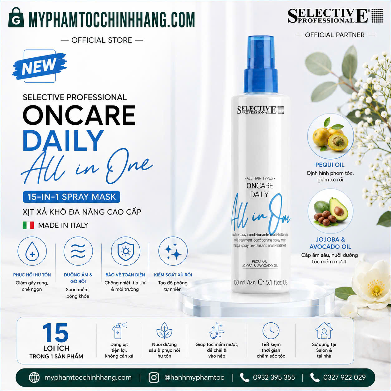 Xịt dưỡng tóc 15 tác dụng dành cho tóc nhuộm Selective All in One Color (Selective Professional All in One 15 Actions – Color Hair Spray) 150ml