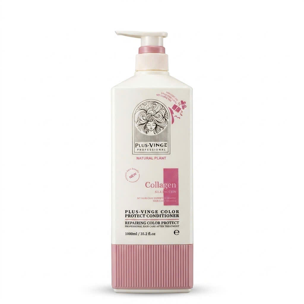 (Mẫu mới 2025) Cặp Dầu Gội Xả Collagen Vinge-plus  Phục Hồi, Giảm Rụng, Kích mọc tóc, giữ màu 1000ML