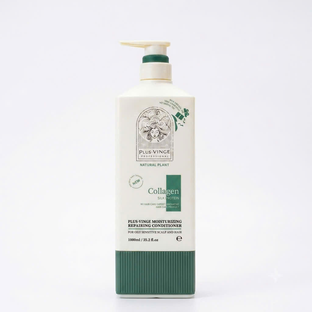 (Mẫu mới 2025) Cặp Dầu Gội Xả Collagen Vinge-plus  Phục Hồi, Giảm Rụng, Kích mọc tóc, giữ màu 1000ML