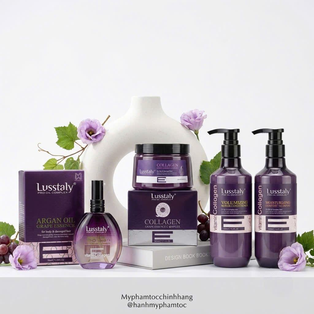 TINH DẦU DƯỠNG BÓNG LUSSTALY COLLAGEN VITAMIN E 50ML SHINE HAIR SERUM
