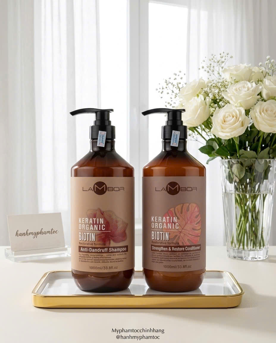 Dầu gội xả Lambor keratin organic biotin 500ml - 1000ml