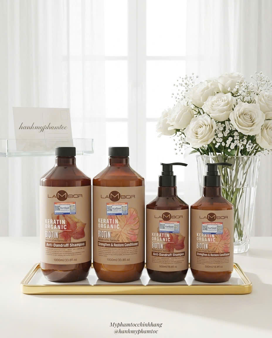 Dầu gội xả Lambor keratin organic biotin 500ml - 1000ml
