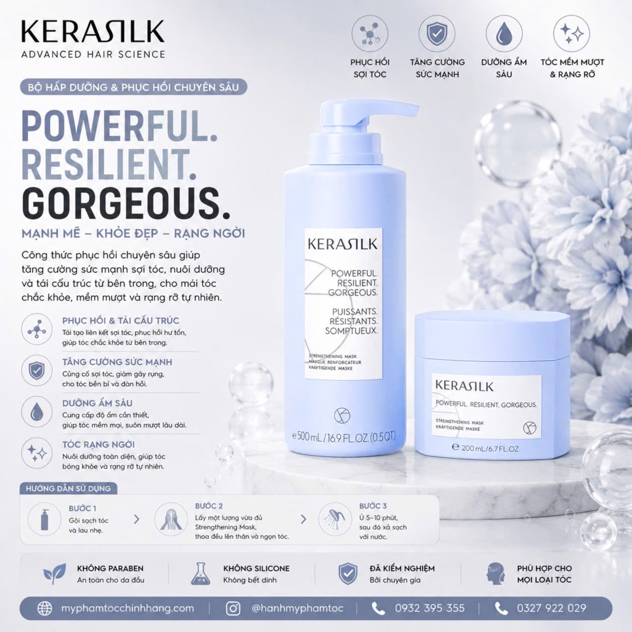 Mặt nạ phục hồi và tăng cường sức mạnh cho tóc Kerasilk Strengthening Mask 200ml - 500ml
