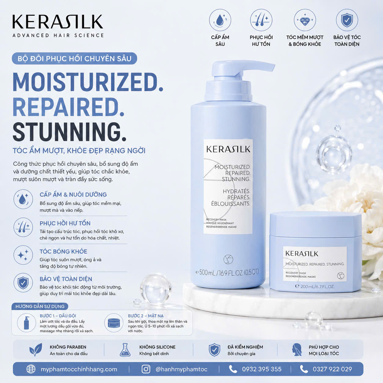 Mặt nạ phục hồi tóc Kerasilk Recovery Mask 200ml - 500ml