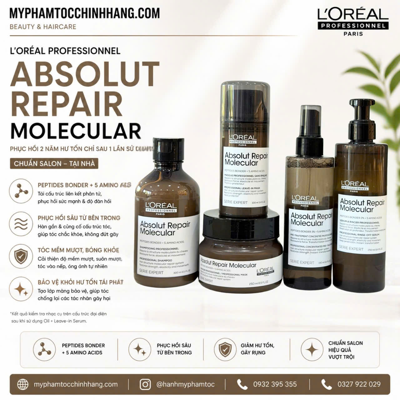 Bộ sản phẩm phục hồi chuyên sâu L'Oréal Professionnel Absolut Repair Molecular