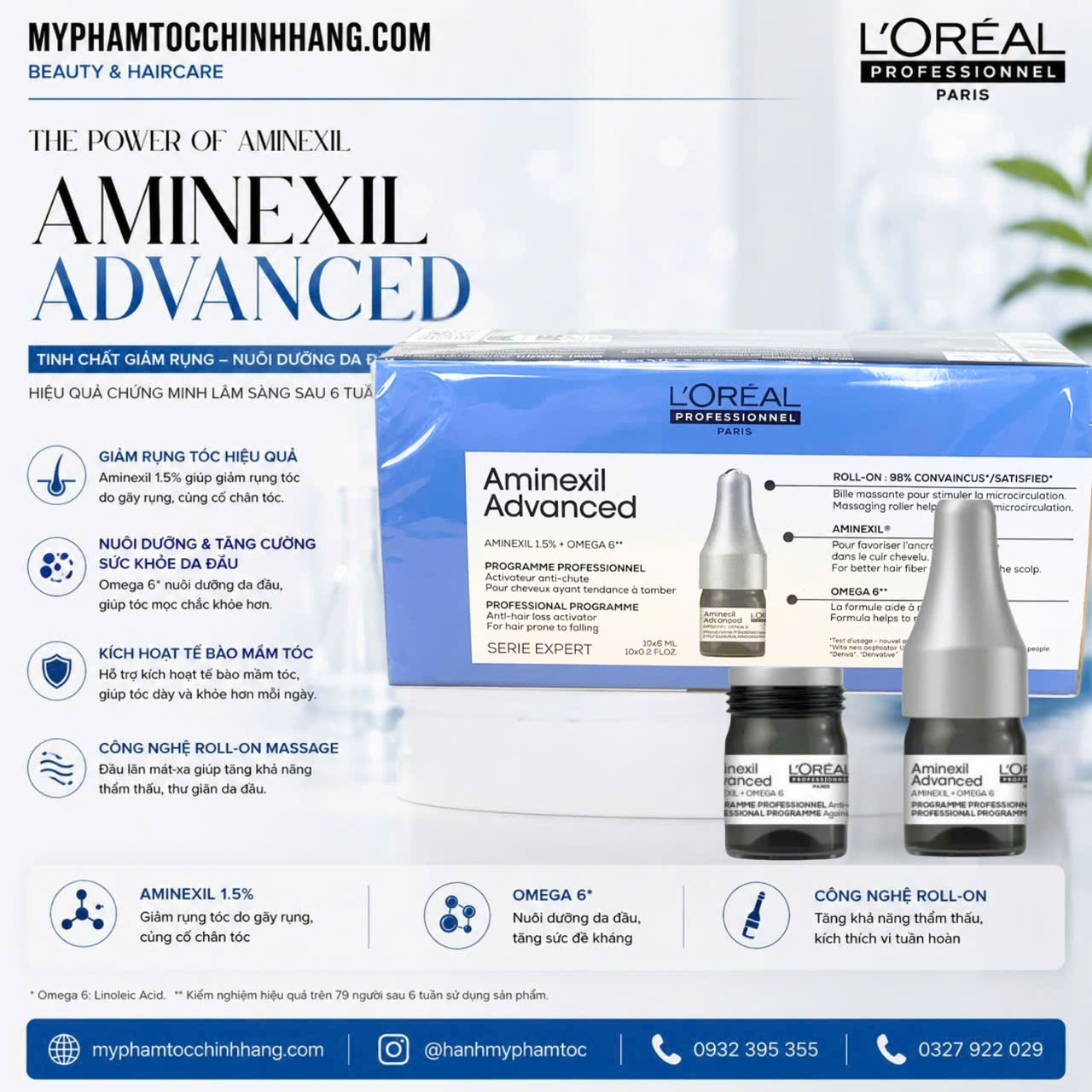 TINH CHẤT ĐẶC TRỊ GIẢM RỤNG L'OREAL AMINEXIL 10*6ML