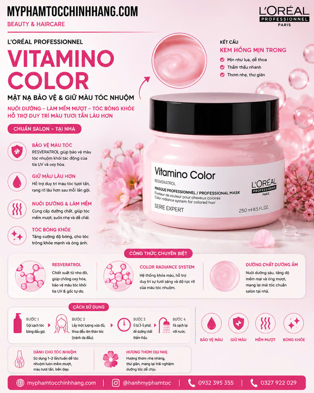 DẦU GỘI XẢ CHO TÓC NHUỘM L'OREAL VITAMINO COLOR 1500ML - 750ML - 500ML