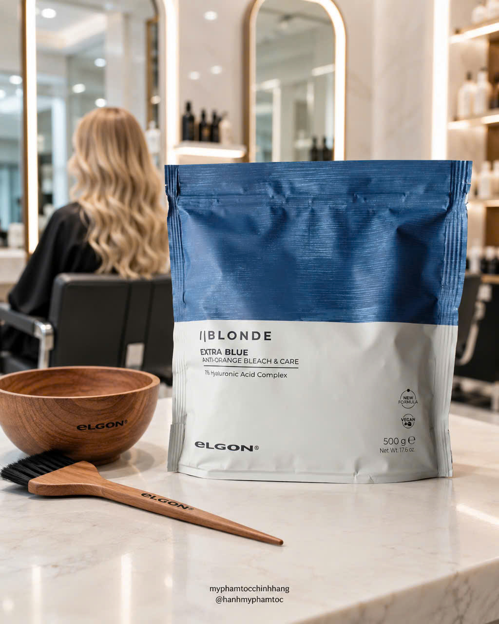 Bột tẩy xanh (khử cam) Elgon lgon I-Blonde Extra Blue Bleach 500g