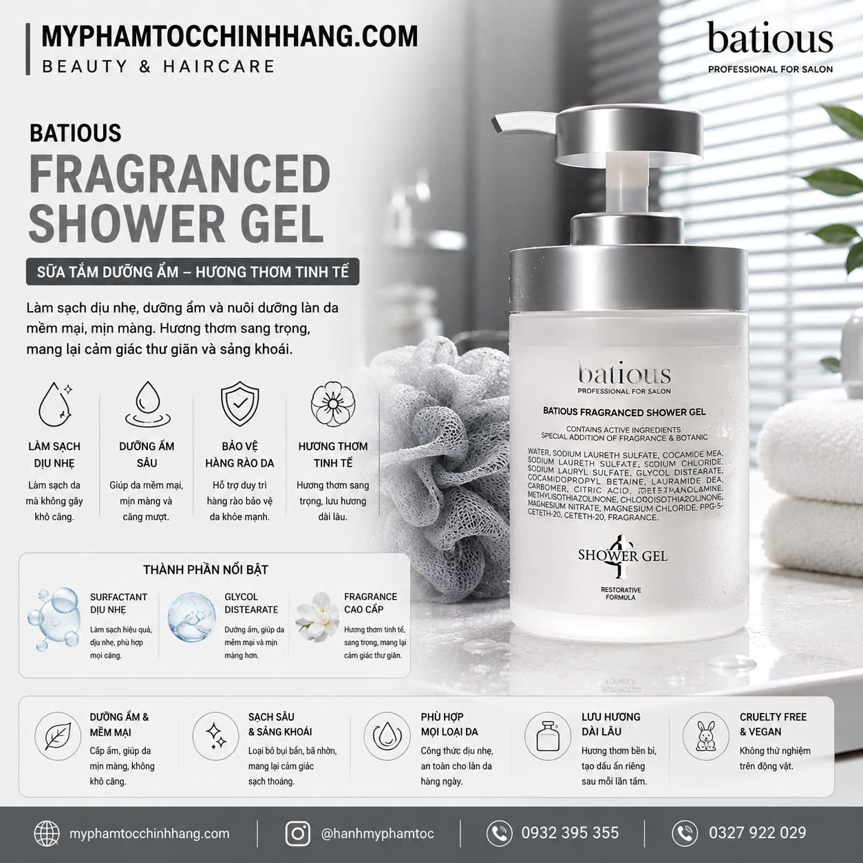 Dầu gội xả Batious Professional 500ml 960ml