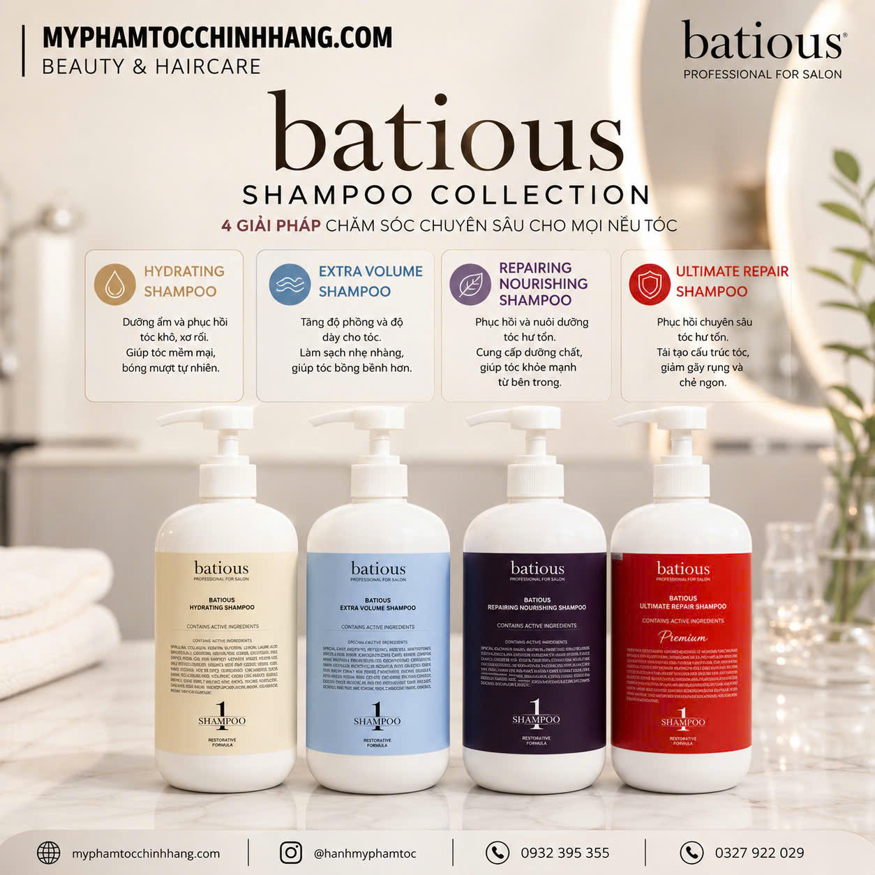 Dầu gội xả Batious Professional 500ml 960ml