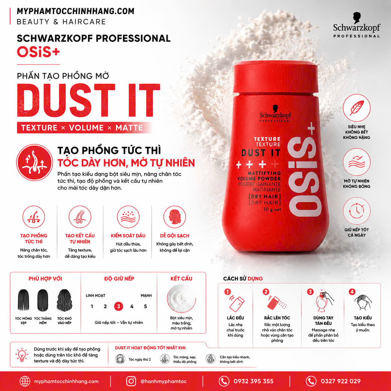 BỘT TẠO NẾP TÓC OSIS+ DUST IT 10G