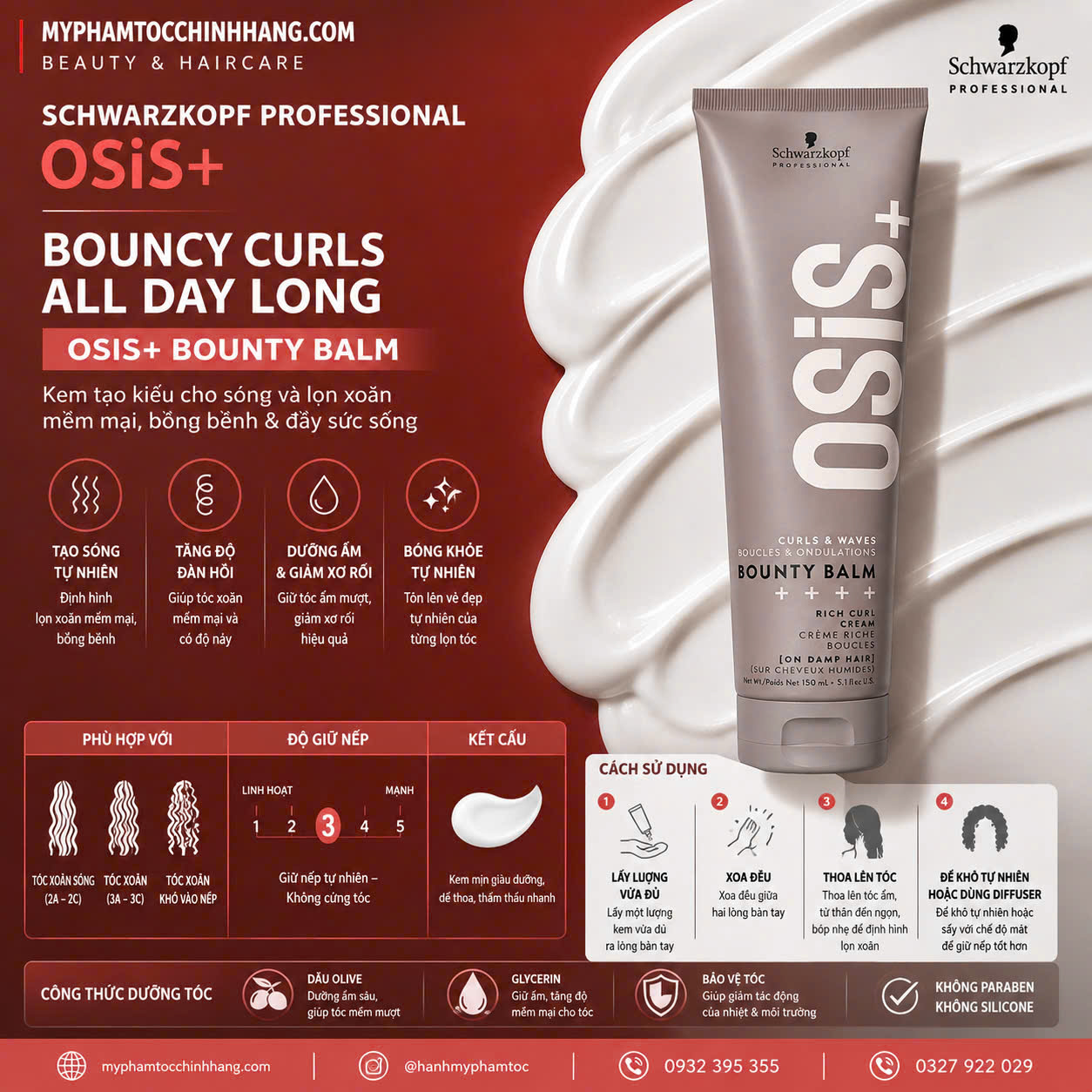 Kem Tạo Lọn Xoăn OSIS+ Bounty Balm Curl Cream 150ml