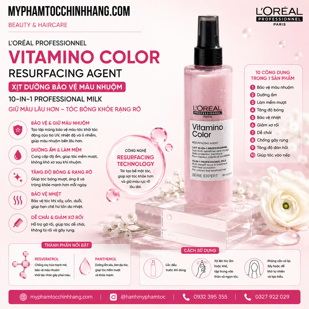DẦU GỘI XẢ CHO TÓC NHUỘM L'OREAL VITAMINO COLOR 1500ML - 750ML - 500ML