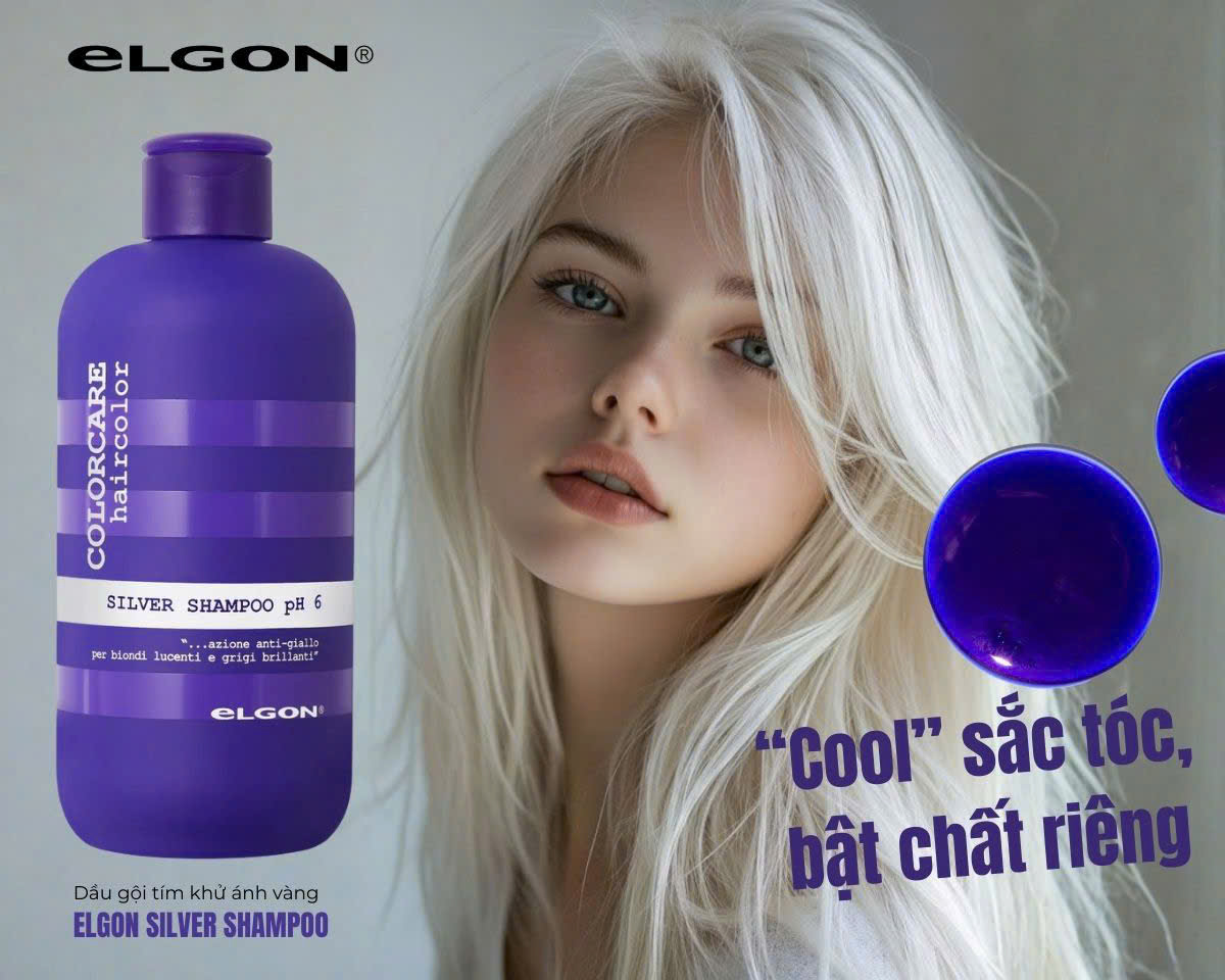 Dầu gội xả tím khử vàng Elgon Colorcare Silver Anti-Yellow