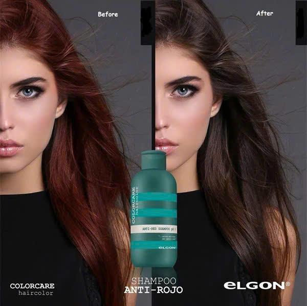 Dầu gội khử ánh đỏ giữ màu rêu Elgon ColorCare Anti-Red Shampoo pH6 300ml