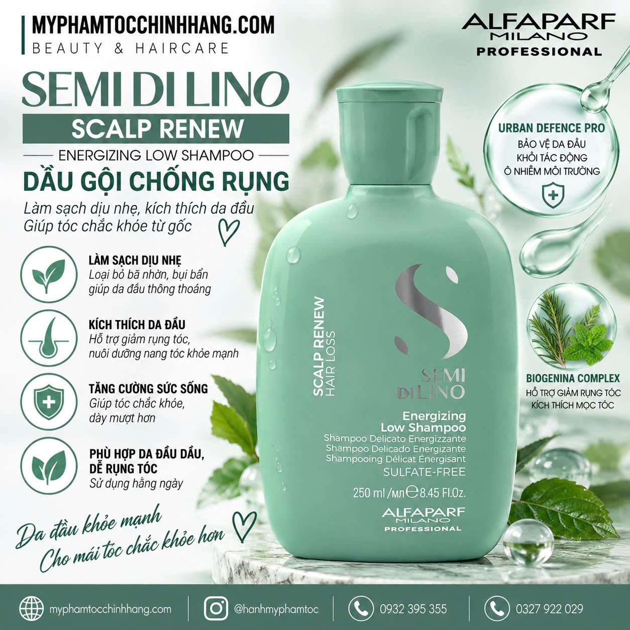 Dầu gội chống rụng tóc Alfaparf Milano Semi Di Lino Scalp Renew Energizing Low Shampoo 250ml 1000ml