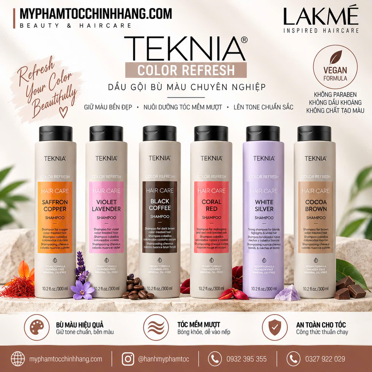 DẦU GỘI XẢ BÙ MÀU CHO TÓC NÂNG TONE, TÓC TẨY LAKME TEKNIA 300ML 250ML