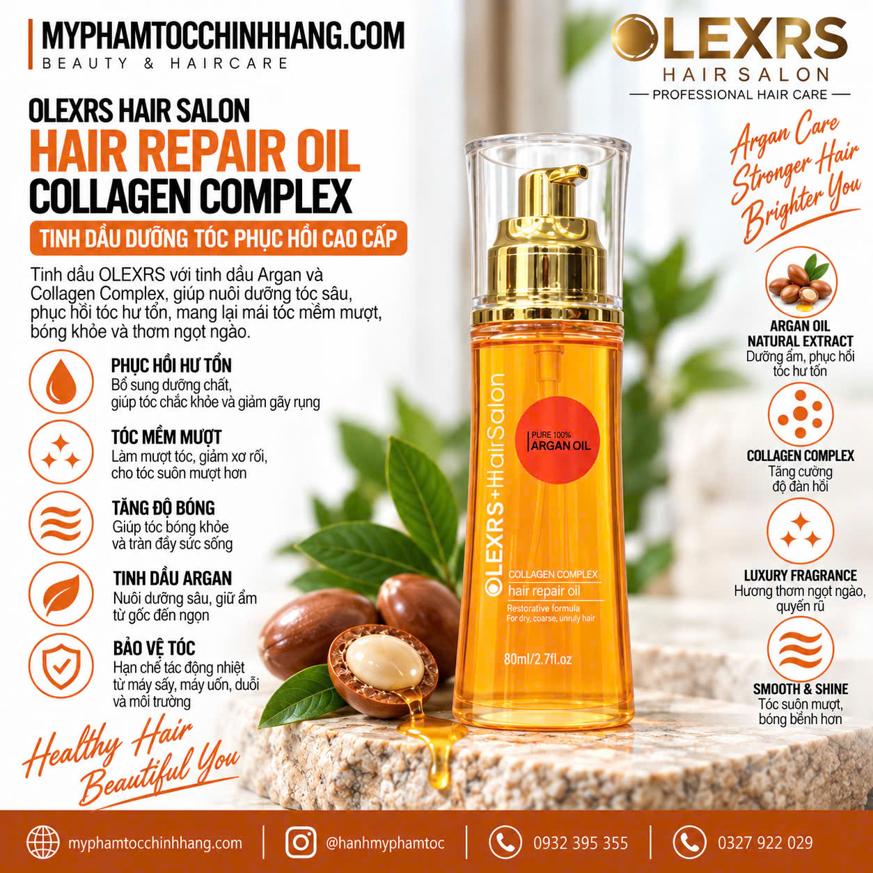 Tinh Dầu Dưỡng Tóc Olexrs Hair Salon Collagen Complex 80ml