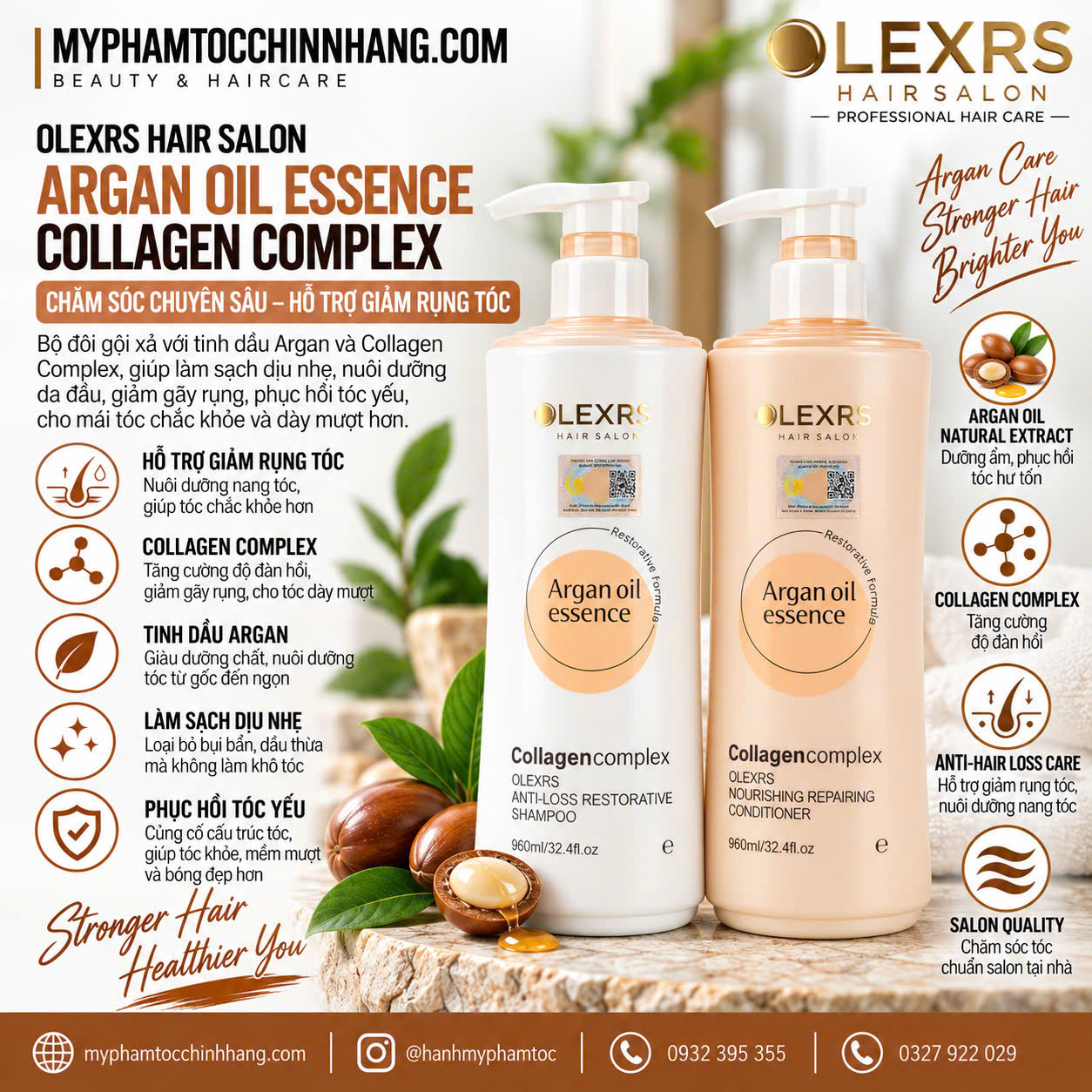 Dầu gội xả Olexrs mẫu mới nhất 2024 500ml - 960ml