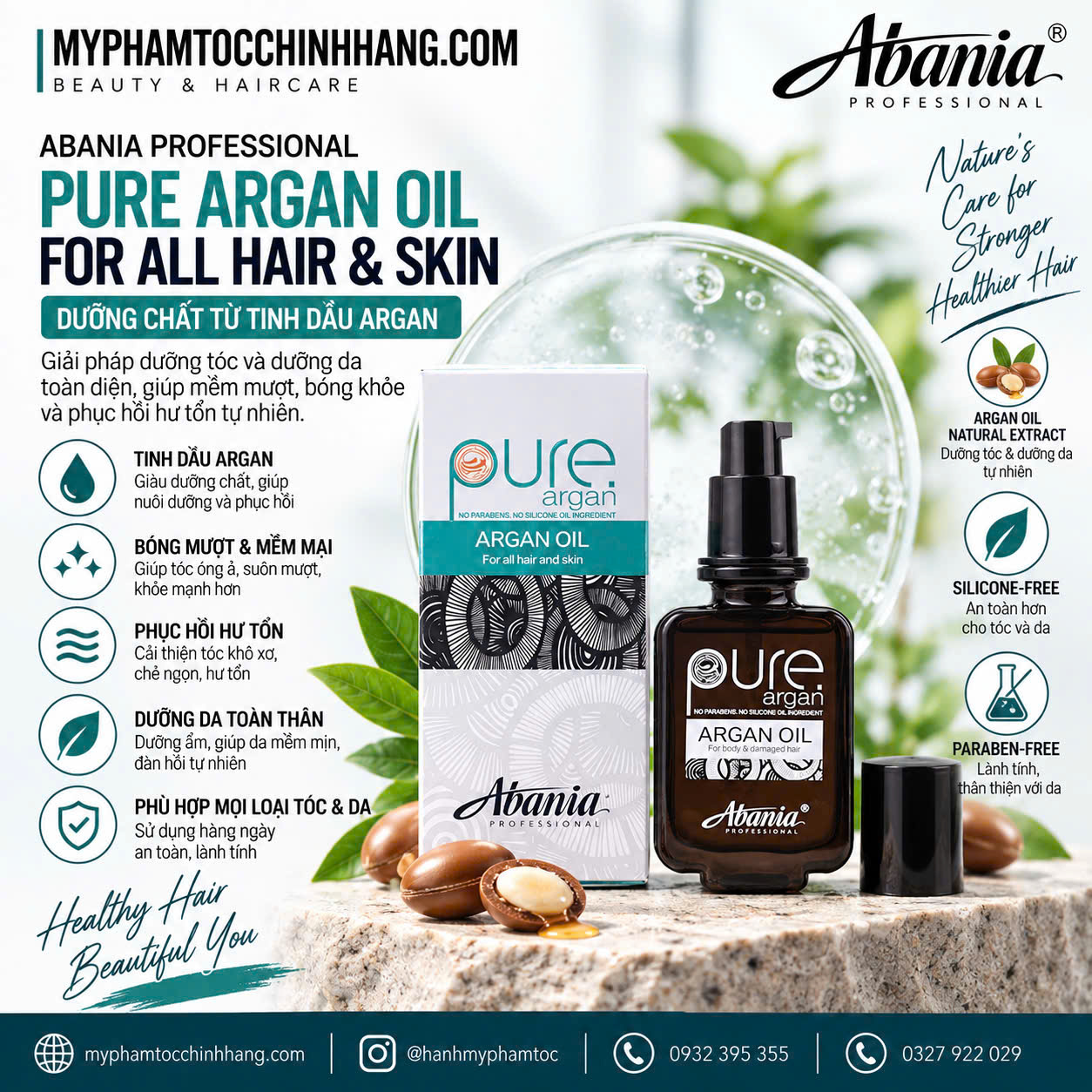 TINH DẦU DƯỠNG TÓC ABANIA PURE ARGAN OIL 50ML