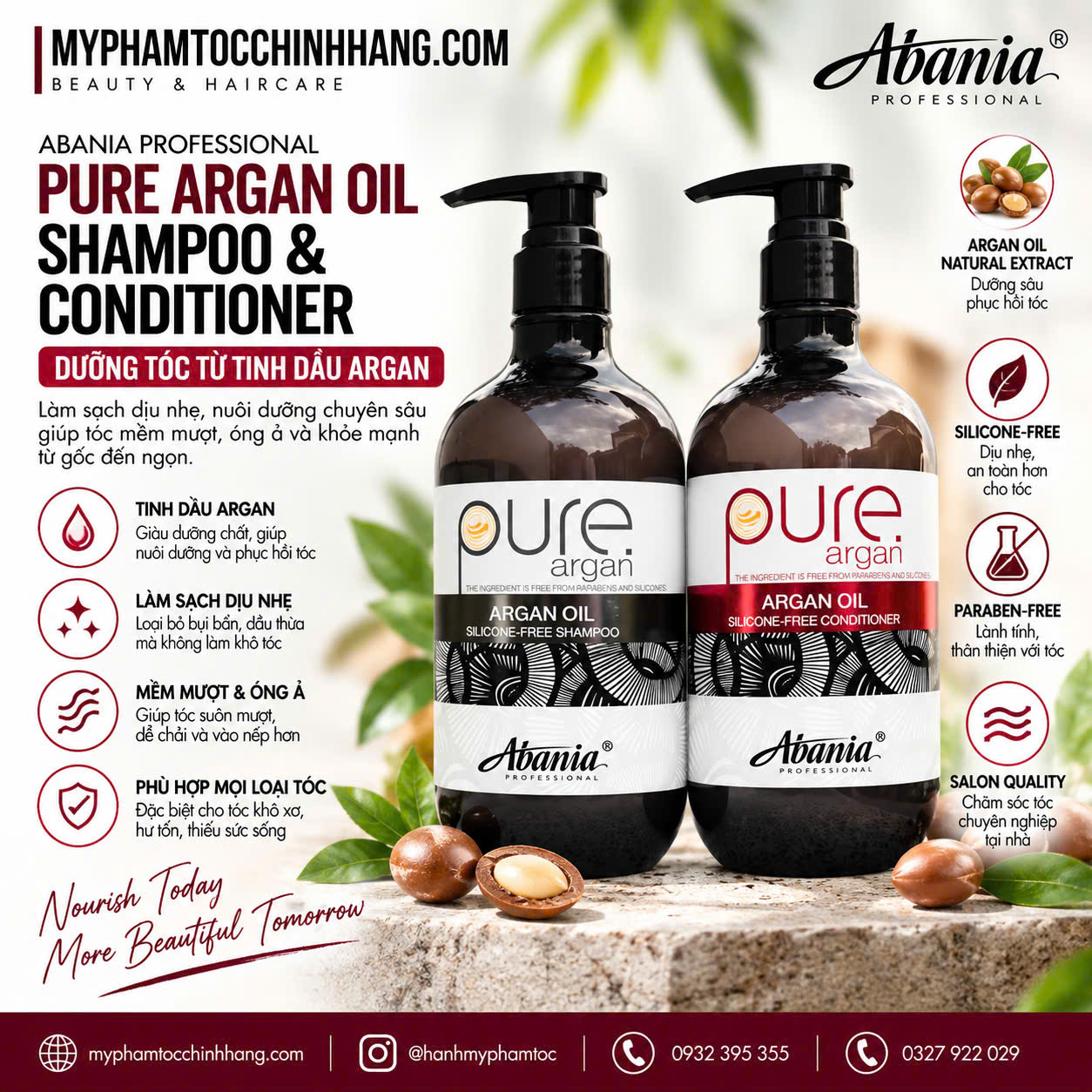 Dầu gội xả Abania Pure Argan 500ml