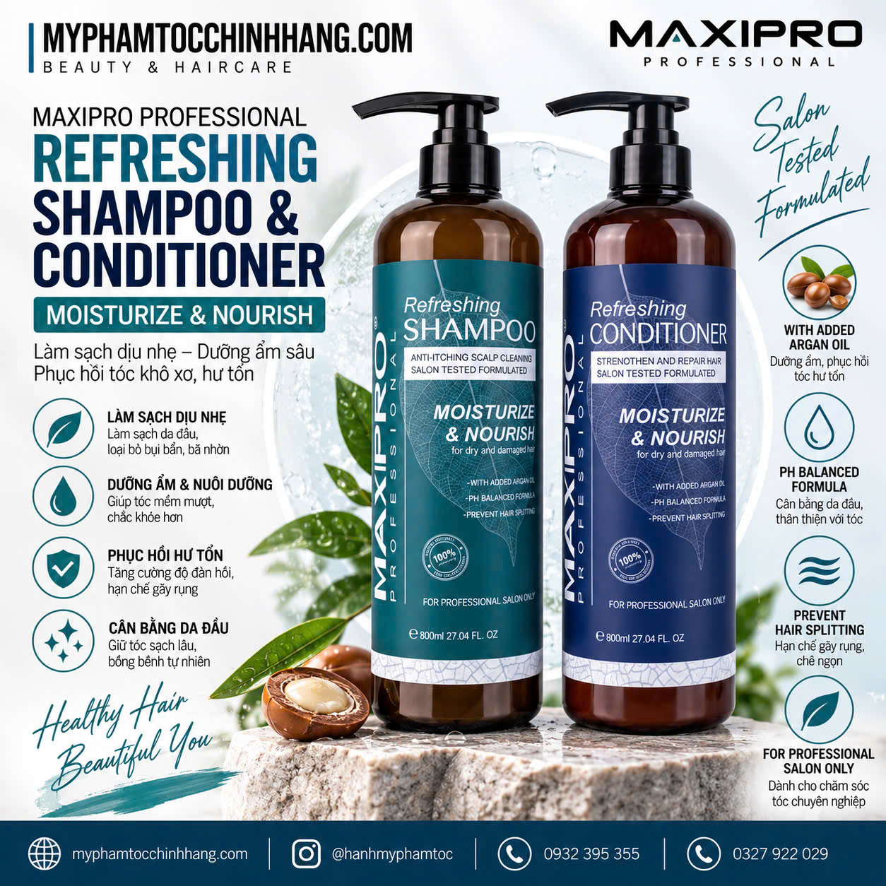 DẦU GỘI XẢ SIÊU PHỤC HỒI MAXIPRO COLLAGEN 500ML- 800ML