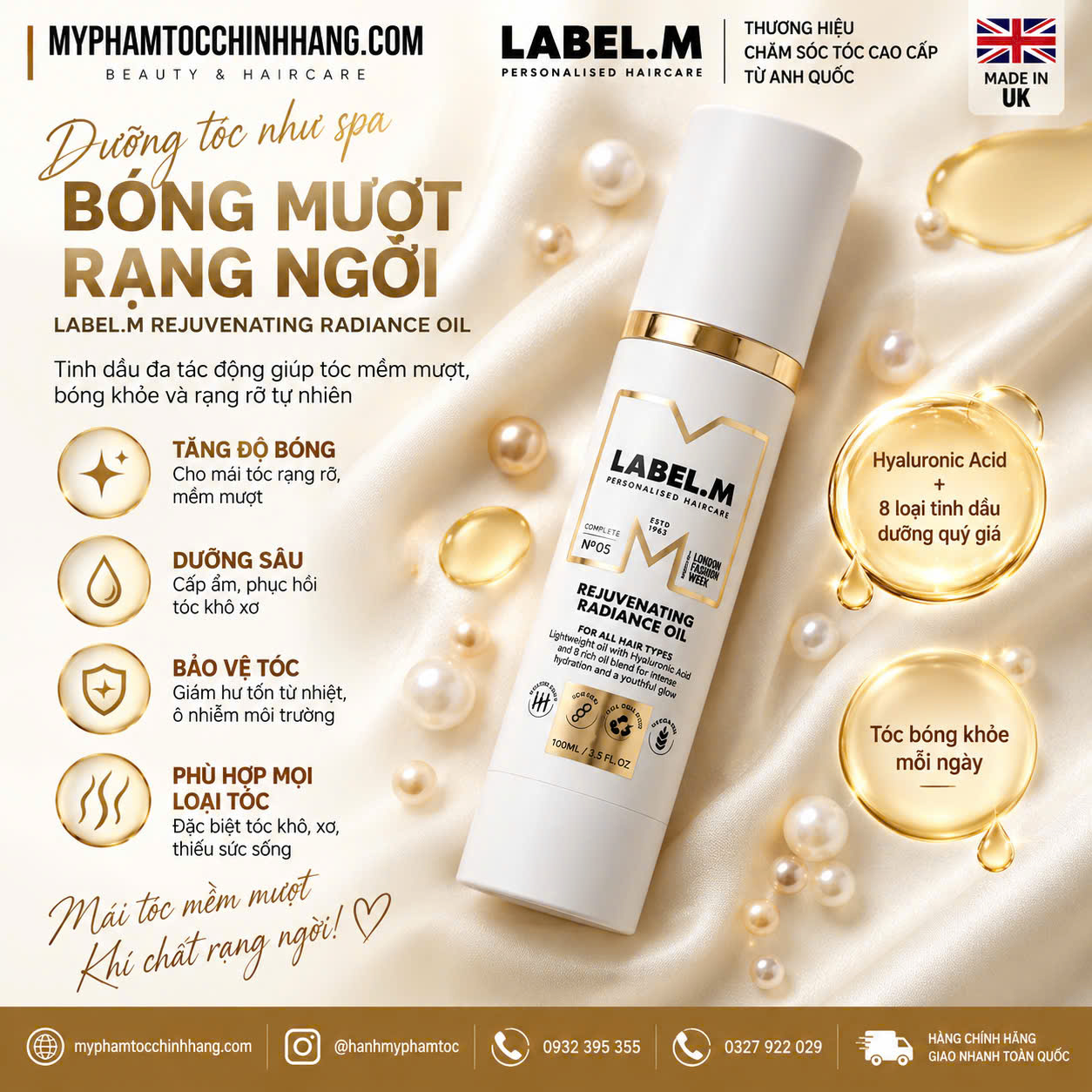 Tinh dầu dưỡng tóc TRẺ HÓA Label.m Therapy Rejuvenating Radiance oil 100ml