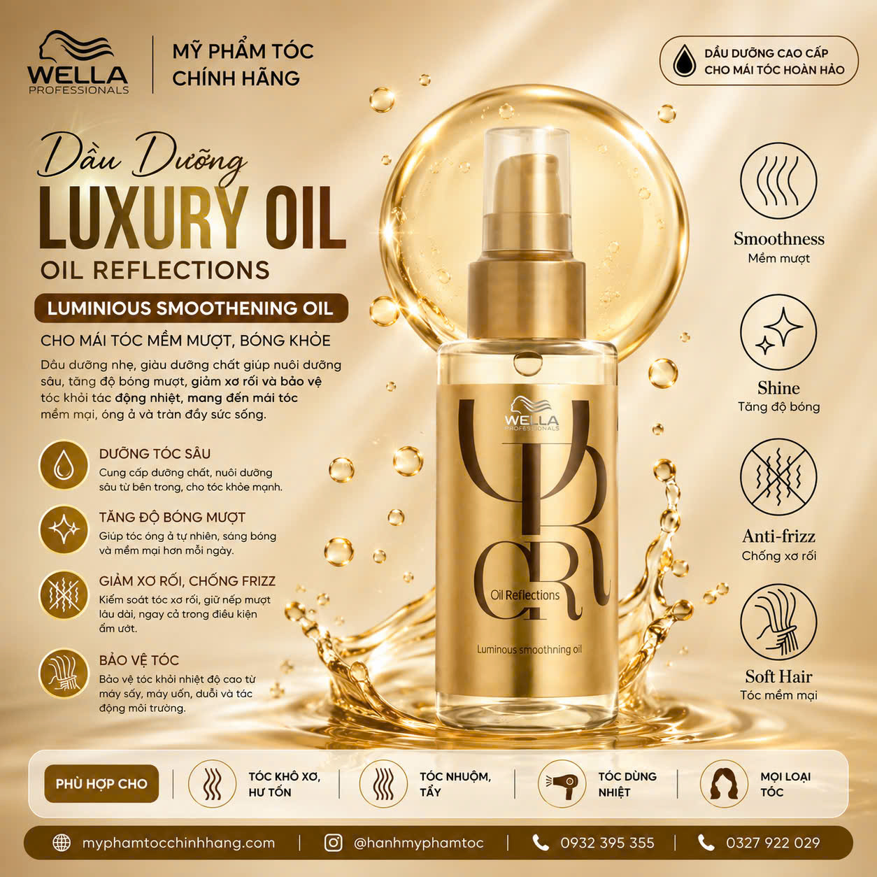 Tinh Dầu Bóng Tóc Wella System professional Oil Reflections Luminous 100ml