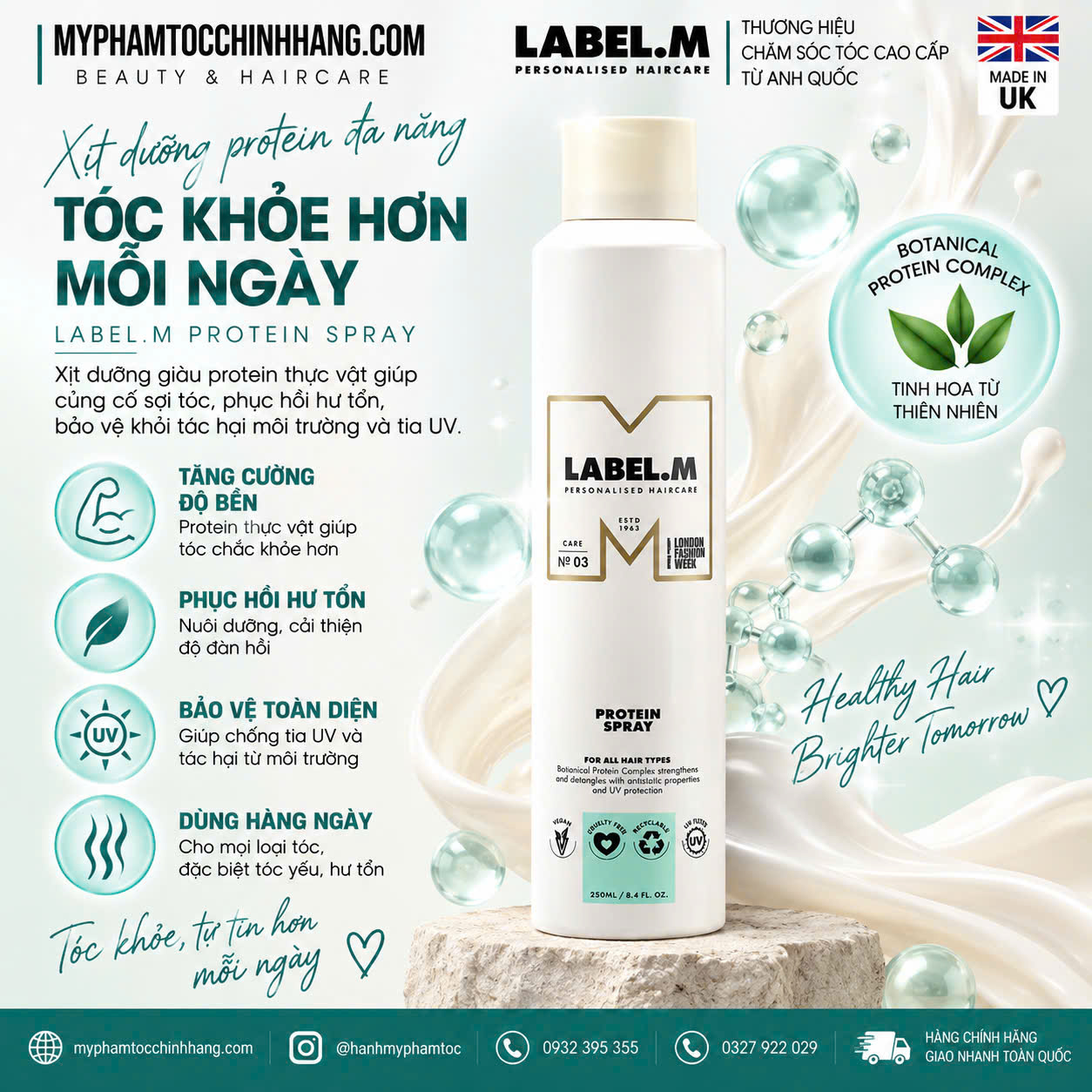 Xịt dưỡng tóc Label.m Protein Spray 250ml