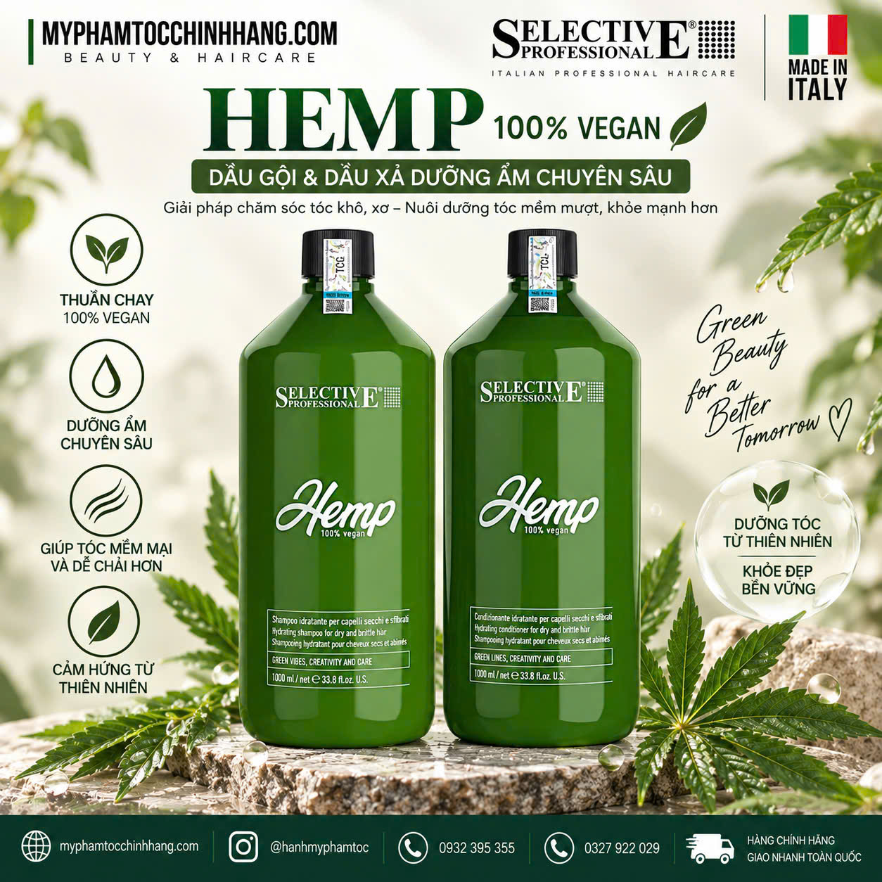 BỘ SẢN PHẨM DƯỠNG ẨM THUẦN CHAY Selective Hemp Sublime Luxury