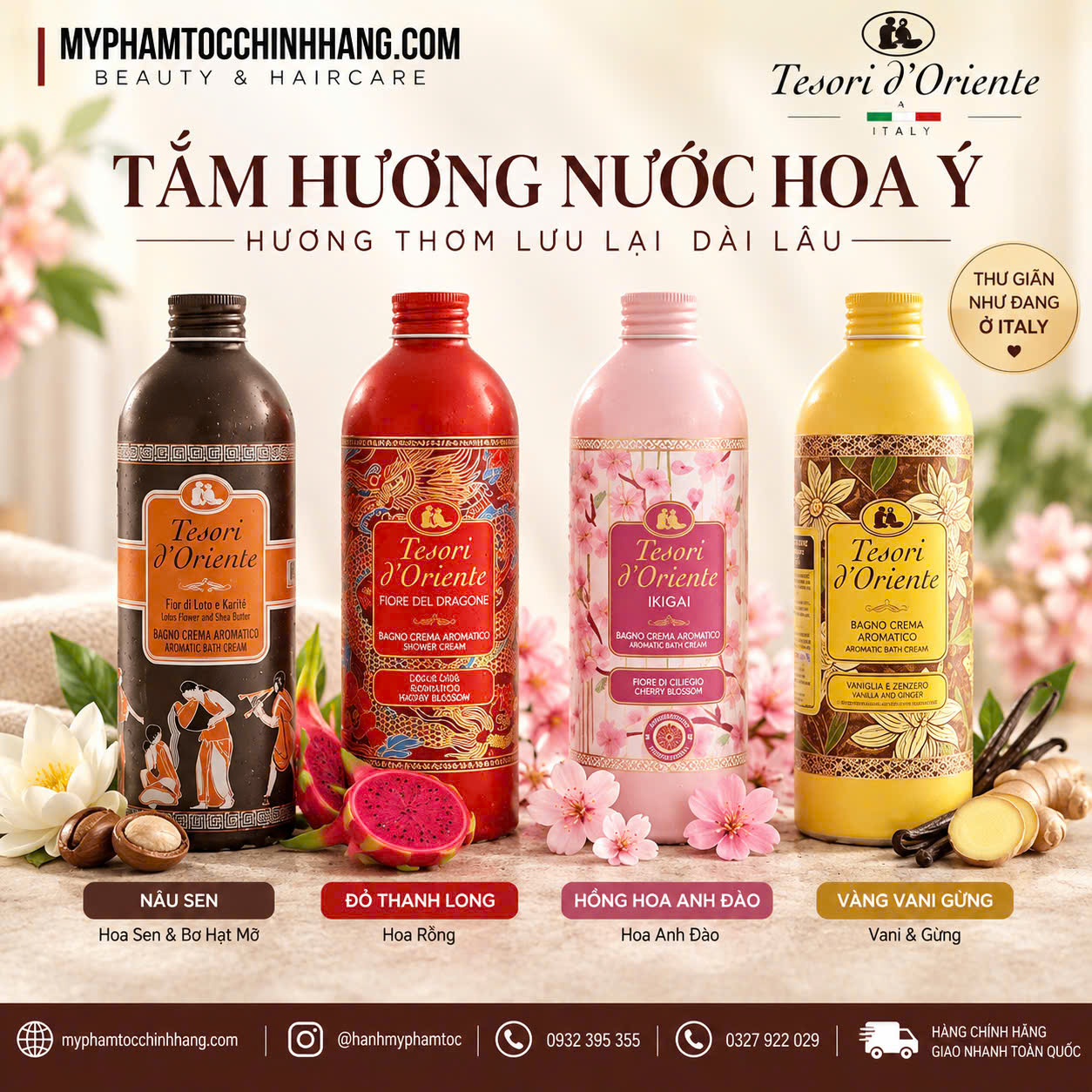 Sữa tắm hương nước hoa ITALIA Tesori d'Oriente Shower Gel (dạng gói - 250ml - 500ml)