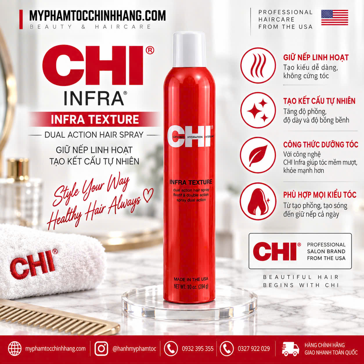XỊT DƯỠNG TẠO KIỂU TÓC CHI ENVIRO 54 HAIR SPRAY 296ML