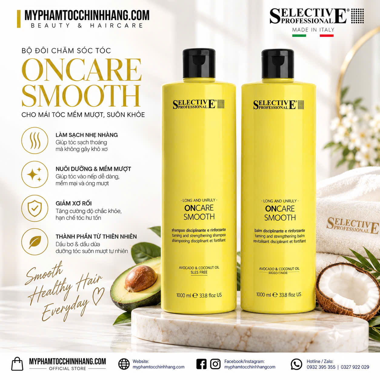 Gội xả suôn mượt Selective Oncare Smooth