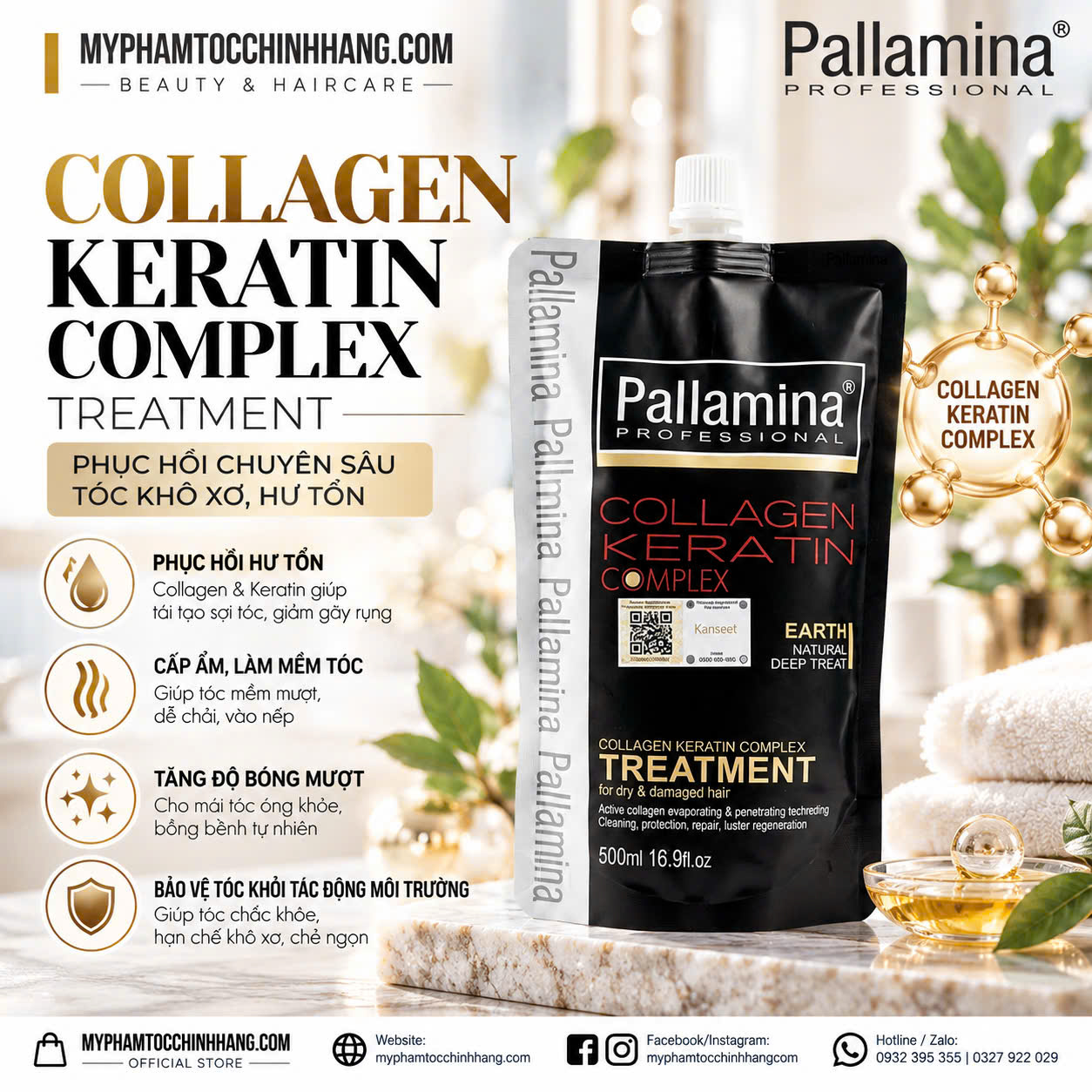 HẤP Ủ TÓC CAO CẤP PALLAMINA COLLAGEN KERATIN 500ML
