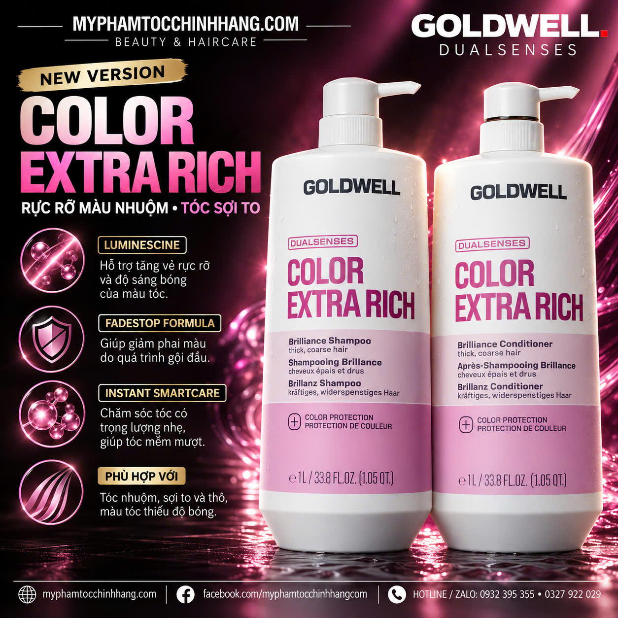 Dầu gội xả giữ màu nhuộm Goldwell Dualsenses Color Extra Rich Brilliance Shampoo & Conditioner