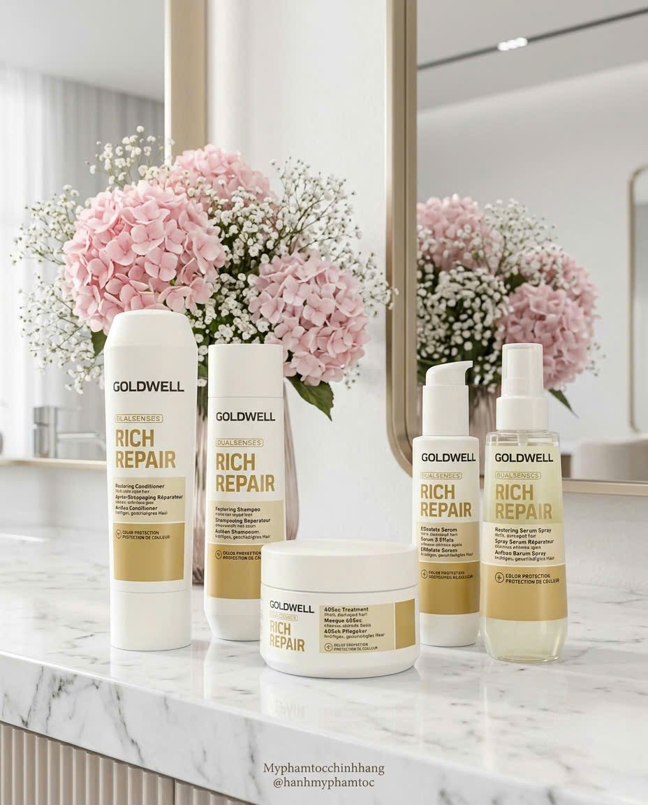 Dầu gội & xả, hấp, dưỡng phục hồi tóc hư tổn Goldwell Dualsenses Rich Repair Restoring